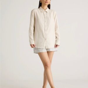 Quince 100% Linen Long-Sleeve Shirt in Sand